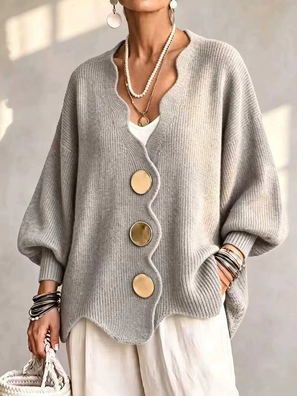 Madison | Løs strikket cardigan med knapper
