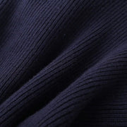 Marineblå strikket cardigan til kvinder med denimkant