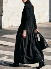 Odette | Sort oversized maxikjole med ståkrave