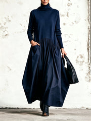 Odette | Sort oversized maxikjole med ståkrave