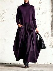 Odette | Sort oversized maxikjole med ståkrave