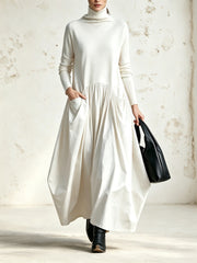 Odette | Sort oversized maxikjole med ståkrave