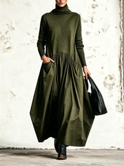 Odette | Sort oversized maxikjole med ståkrave