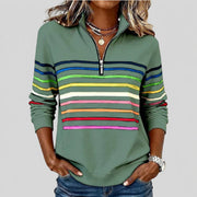 Maggie ™ | Farvestribet sweatshirt med kvartlynlås