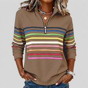 Maggie ™ | Farvestribet sweatshirt med kvartlynlås