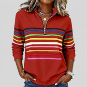 Maggie ™ | Farvestribet sweatshirt med kvartlynlås