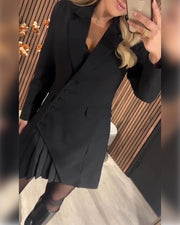 Ingrid – Ensfarvet kjole med reverskrave