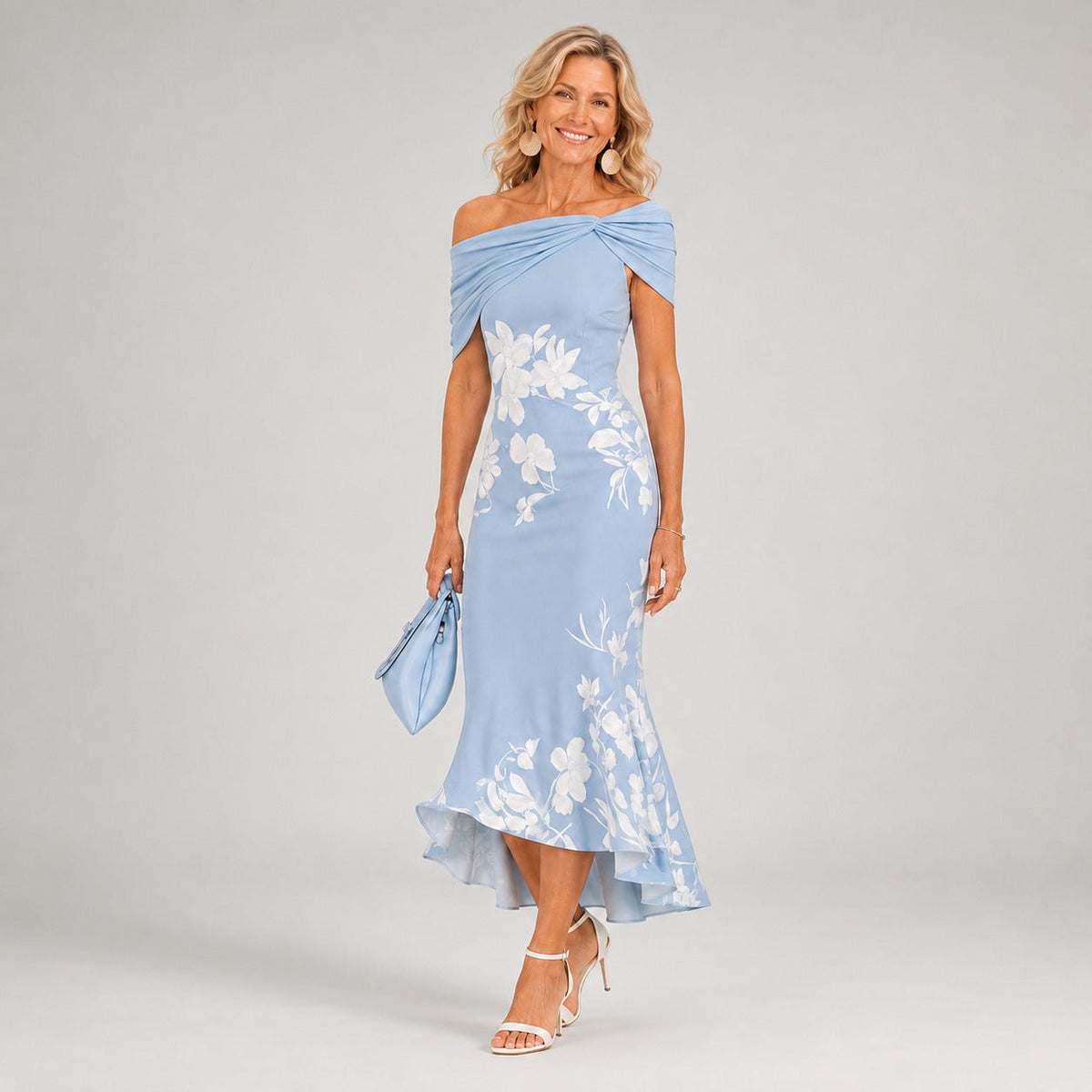 Althea™ | Blomstret, figursyet midikjole