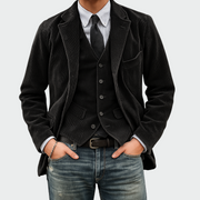 2-delt sæt med fløjlsblazer og vest