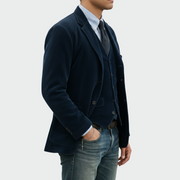 2-delt sæt med fløjlsblazer og vest