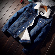 Denimjakke med sherpa-for