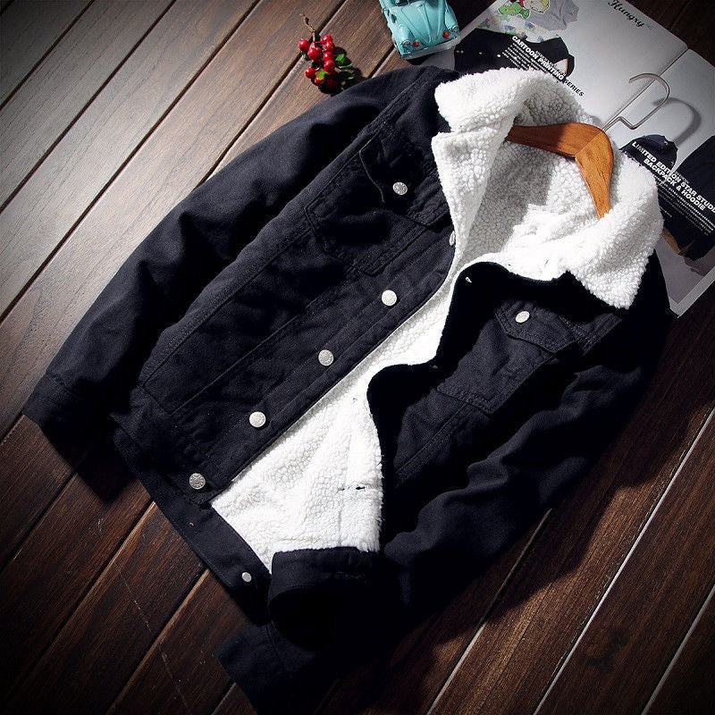 Denimjakke med sherpa-for