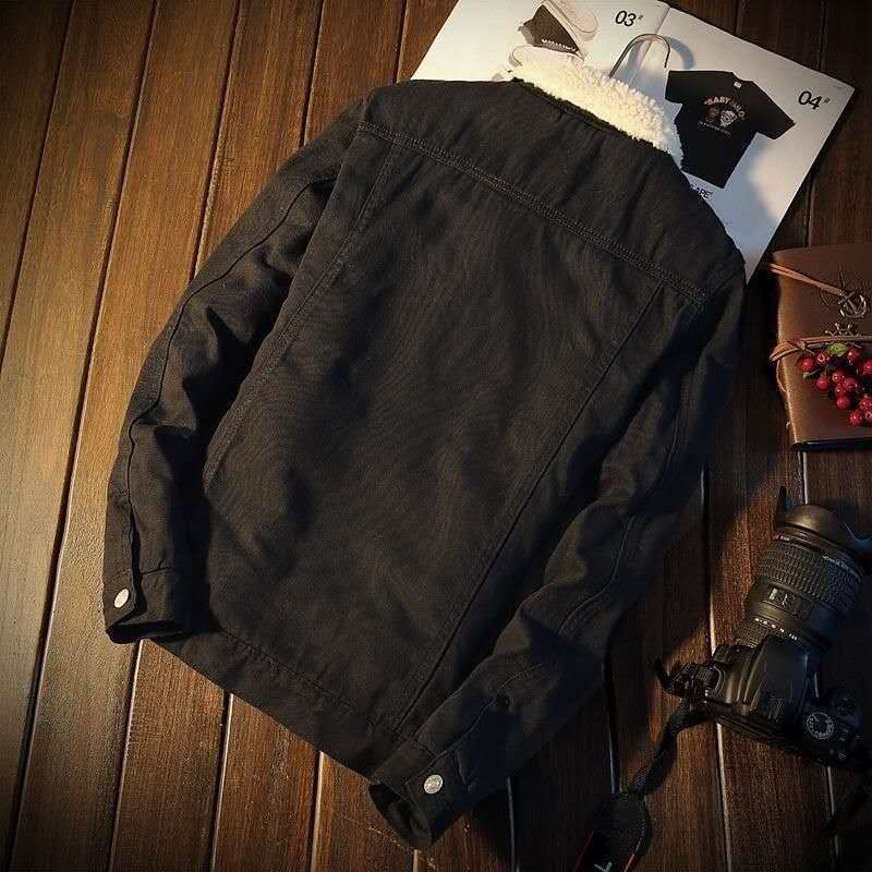 Denimjakke med sherpa-for