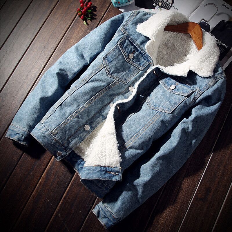 Denimjakke med sherpa-for