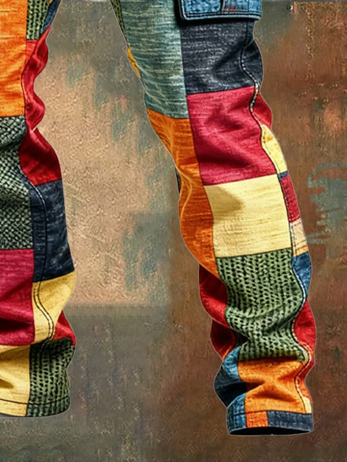 Patchwork-cargobukser til herrer