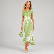 Althea™ | Blomstret, figursyet midikjole