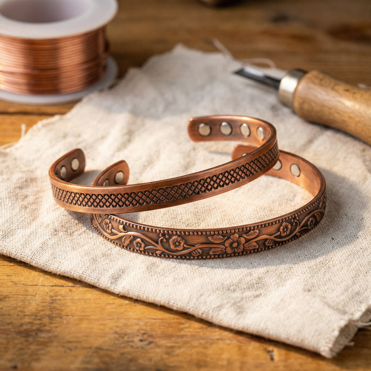 Sæt med 2 kobberarmbånd