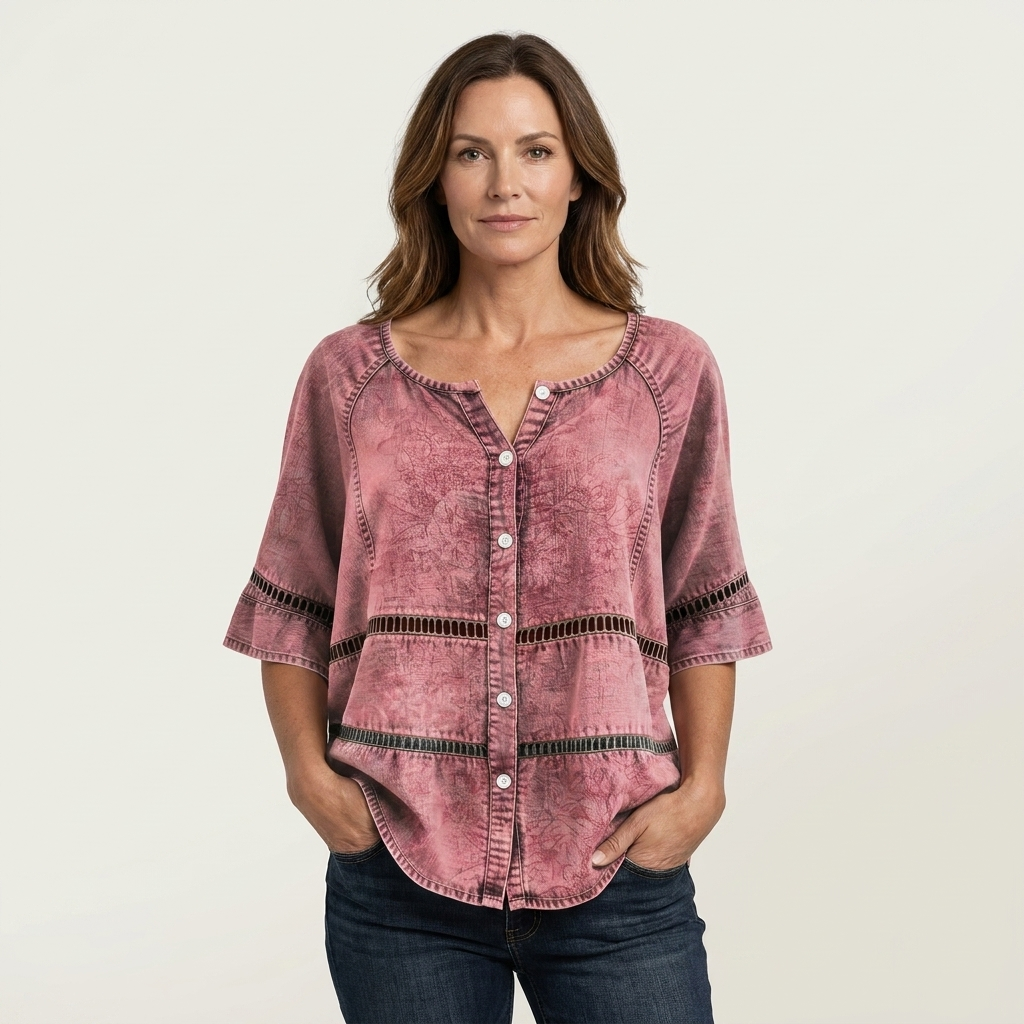 Arabella | Bluse med knapper og trekvartærmer 5