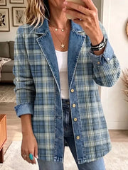 Sofia | Stilfuld retro denimjakke med kunstnerisk mønster