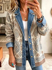 Amelia | Stilfuld retro denimjakke med etnisk patchwork