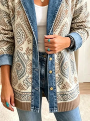 Amelia | Stilfuld retro denimjakke med etnisk patchwork