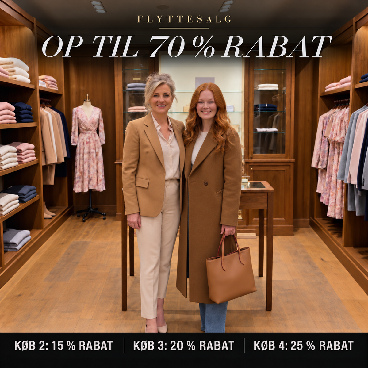 Flyttesalg. Op til 70 % rabat. Køb 2: 15 % rabat. Køb 3: 20 % rabat. Køb 4: 25 % rabat.