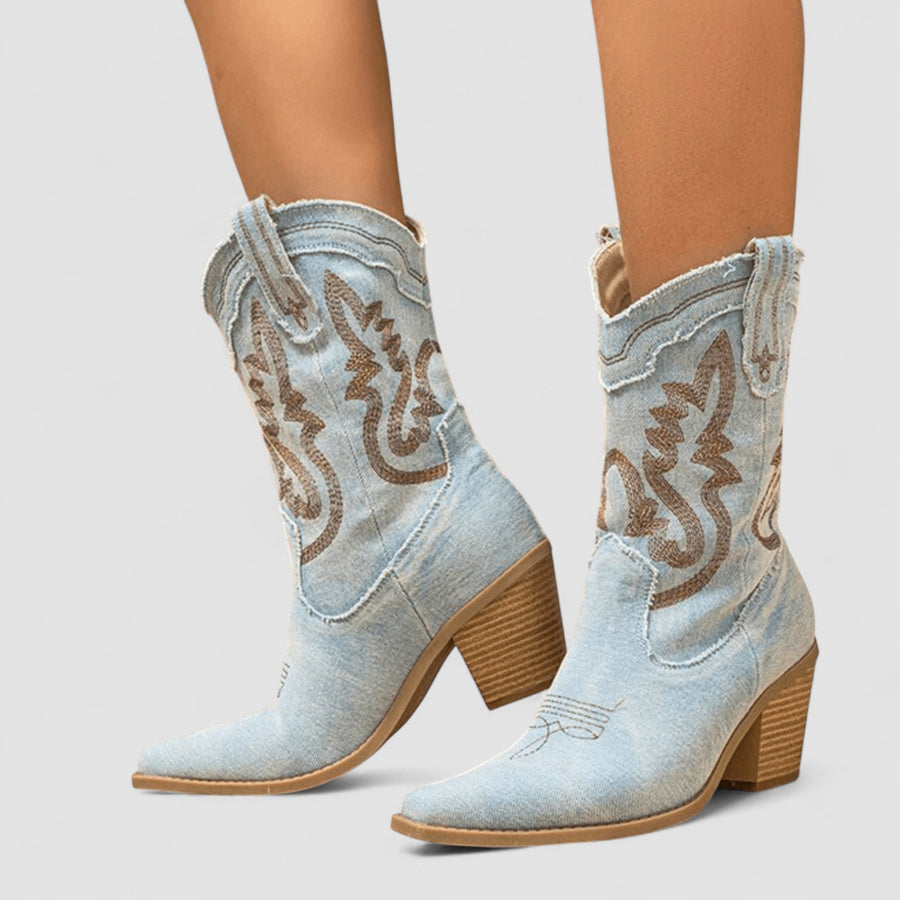 Callie | Broderede western-ankelstøvler