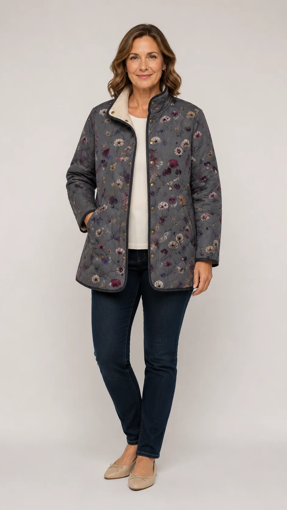 Niva | Vintage quiltet jakke med blomstermønster
