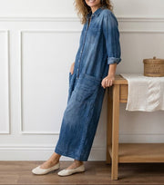 Diana | Vintage denim-jumpsuit i blød bomuld med knaplukning