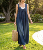 Karen | Vintage denimmaxikjole i blød bomuld