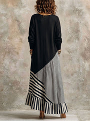 Alice | Elegant sort stribet maxi-kjole