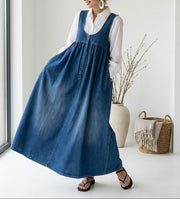 Karen | Vintage denimmaxikjole i blød bomuld