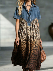 Silja – Boheme-western midikjole med leopardprint