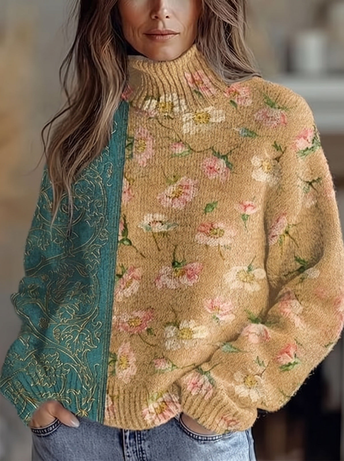Saffra | Rullekravetrøje med safranblomster