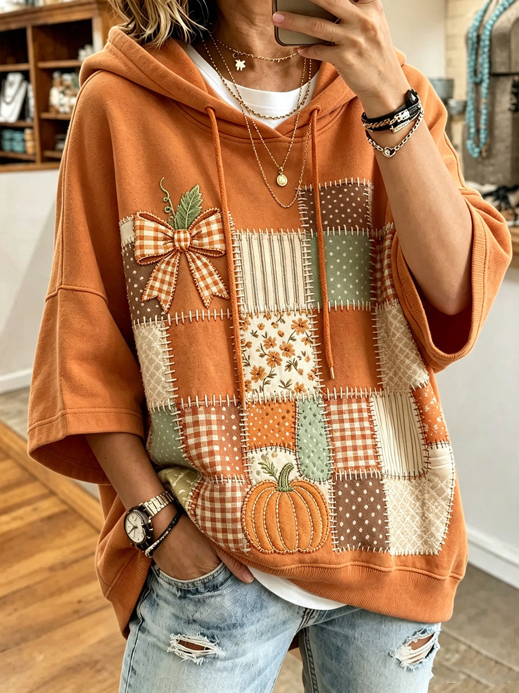 Larisa | Oversized hoodie med efterårsprin