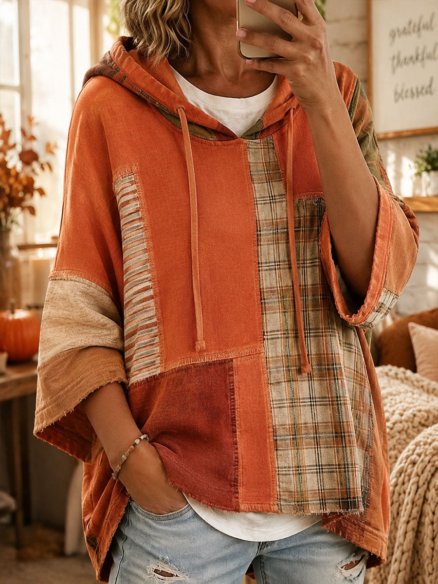 Carmen | Oversized hoodie med efterårs-patchwork