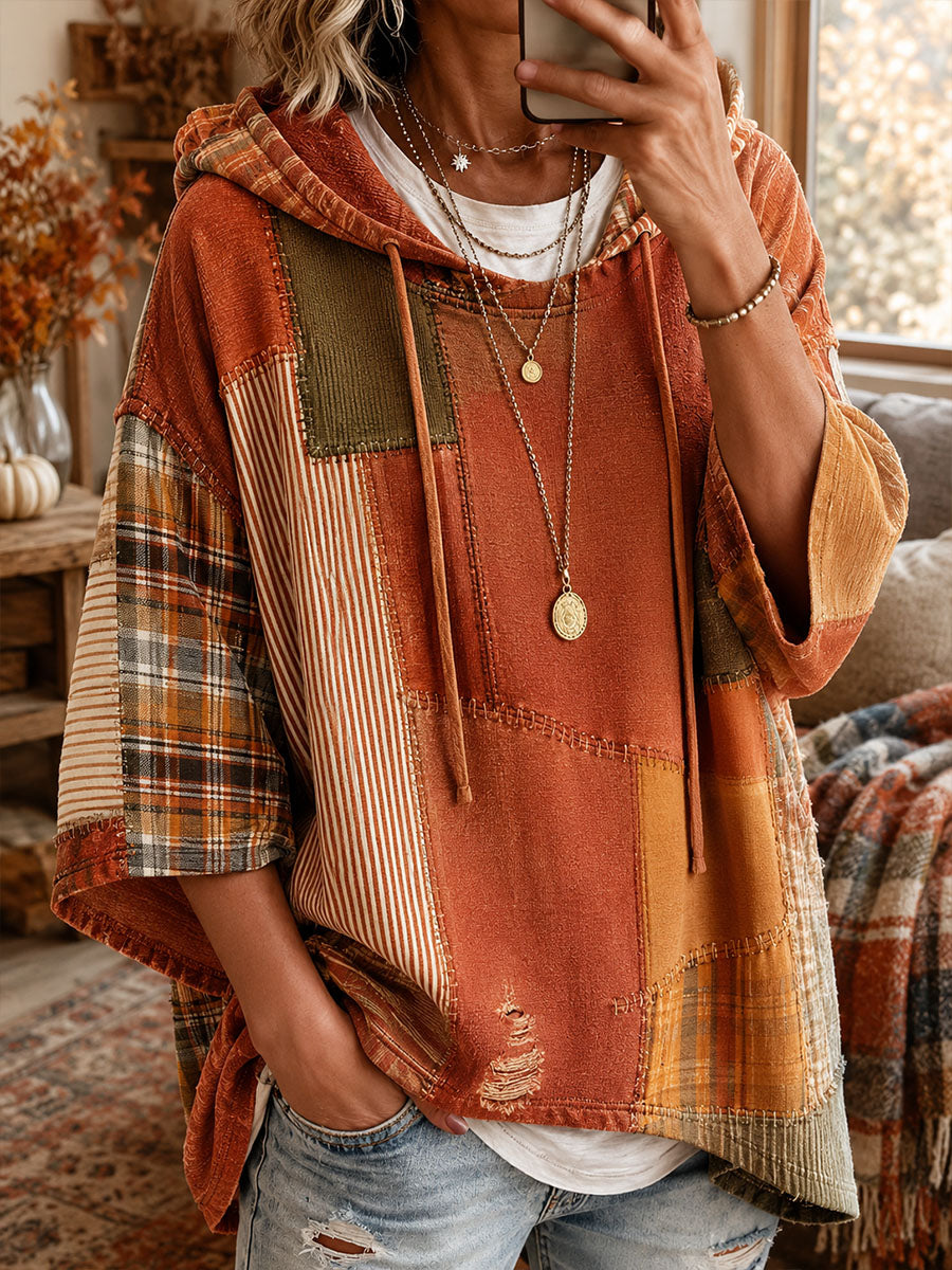 Raluca | Oversized hoodie med efterårs-patchwork