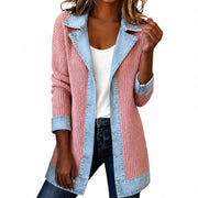 Anna – Strikcardigan med denimdetaljer
