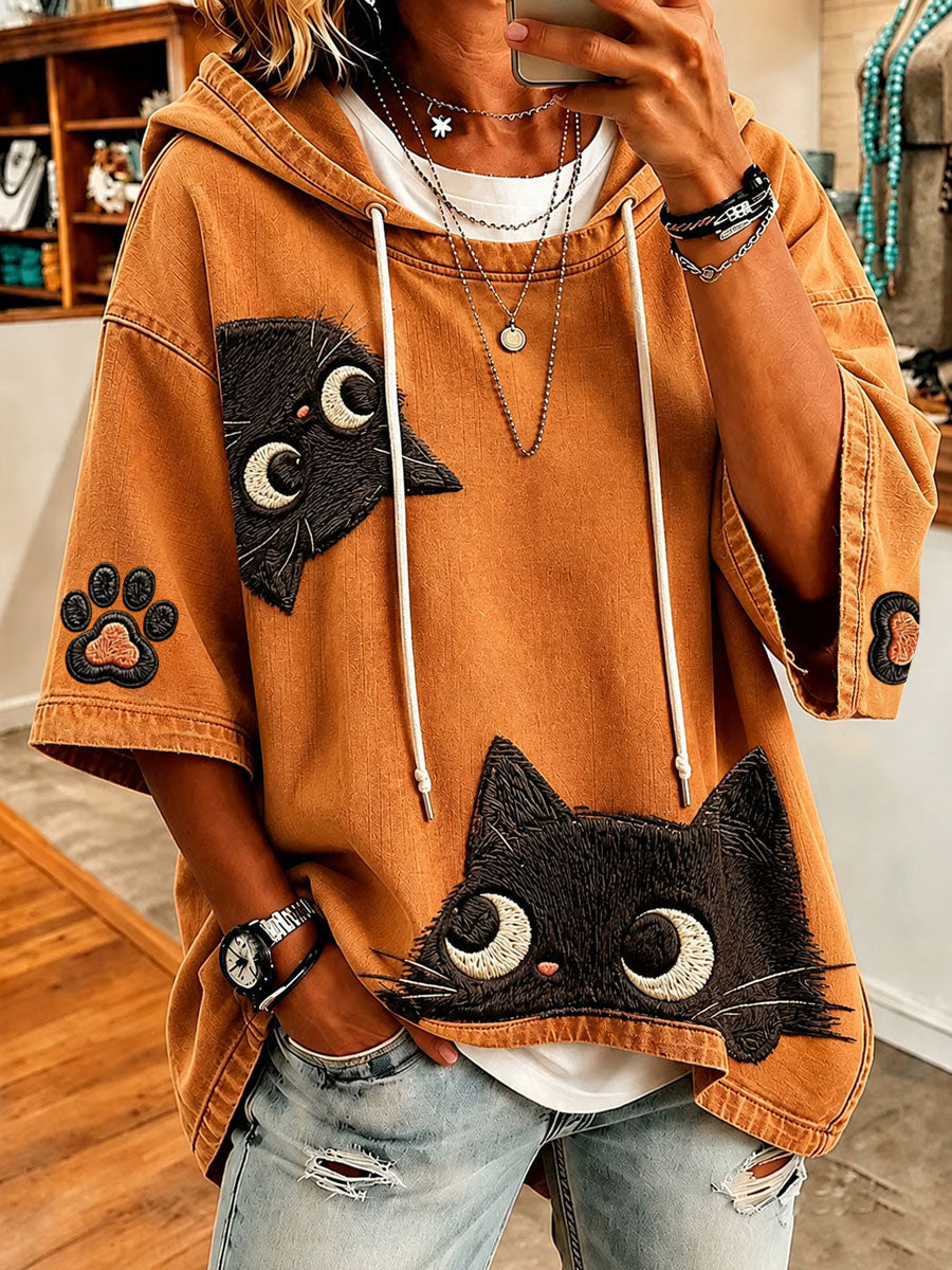 Ioana | Oversized hoodie med legende katteprint