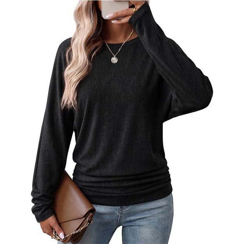 Alma – Blød langærmet top med rund hals